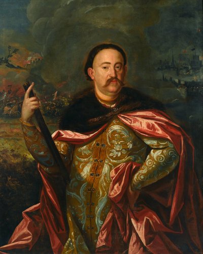 Portrait of John III Sobieski with the Battle in the Background by Unbekannt Unbekannt